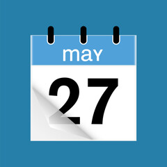 Fototapeta premium 27th May daily calendar icon template. May 27 day calendar design. Single day calendar in vector illustration flat style.