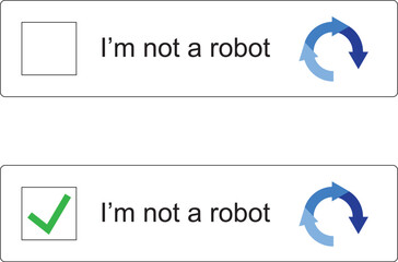I'm not a robot button set. Captcha button set.