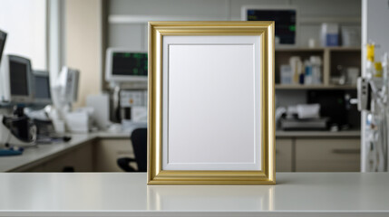 slim gold framed picture with white blank interior