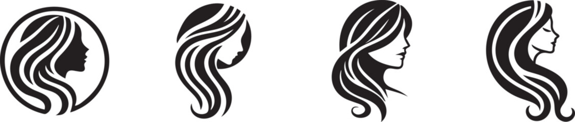 Four stylized female profiles.