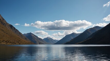 mountains and a body of water with a boat in the middle