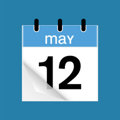 12th May daily calendar icon template. May 12 day calendar design. Single day calendar in vector illustration flat style.