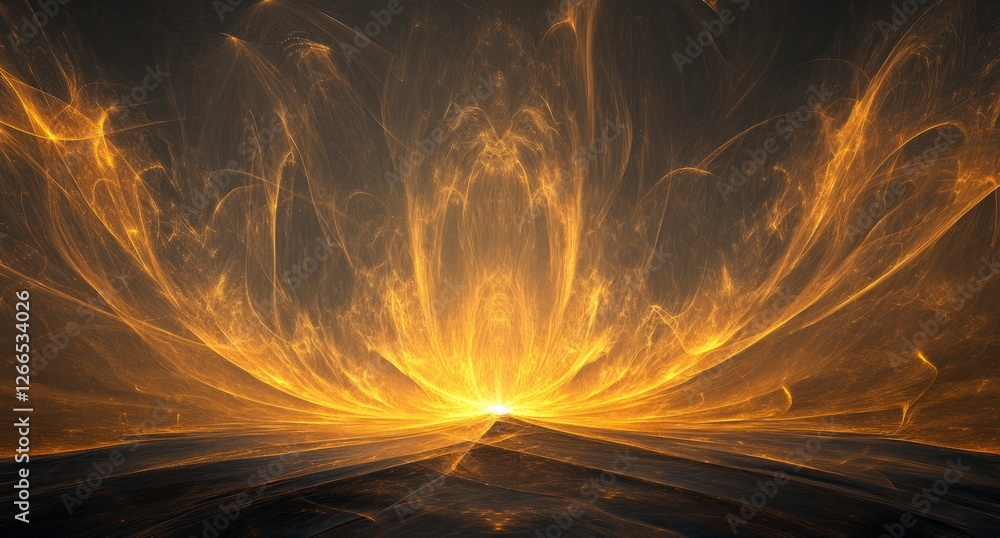 Poster the light of the sun shines on an abstract background, creating rays that radiate outwards from its 