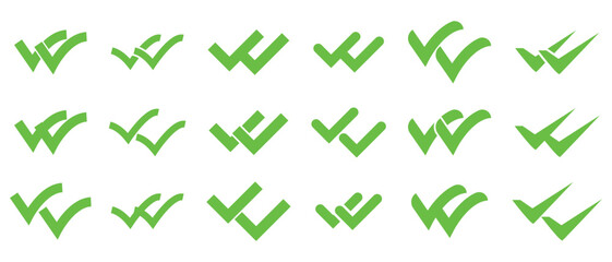 double tick icon set. check mark and tick mark icon, accept button icon set. vector illustration.