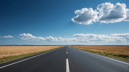 Naklejka premium there is a long empty road with a sky background