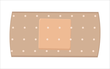 Rectangular adhesive bandage with curved edges and polka dot pattern on a white background