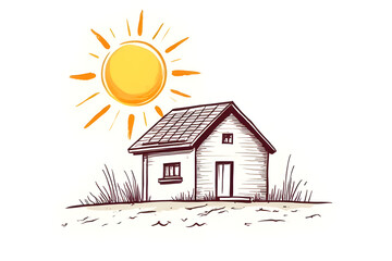 Sunny Day Cottage Illustration