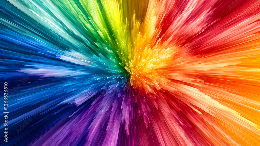 Poster exploding rainbow color burst abstract background for creative designs