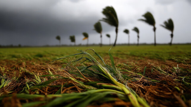 sudden microburst over farm with strong winds