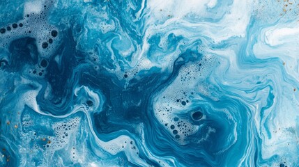 Naklejka premium Blue water texture closeup, aquatic background for nature and science concepts, macro view of skincare, cosmetics, and hygiene themes