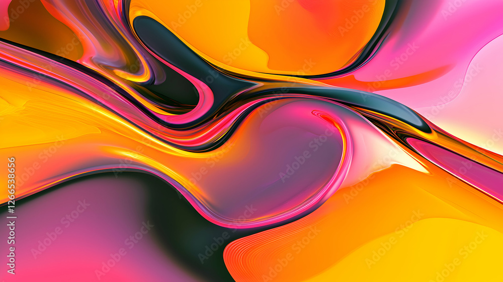 Poster Abstract Fluid Design with Vibrant Colors and Dynamic Flowing Shapes