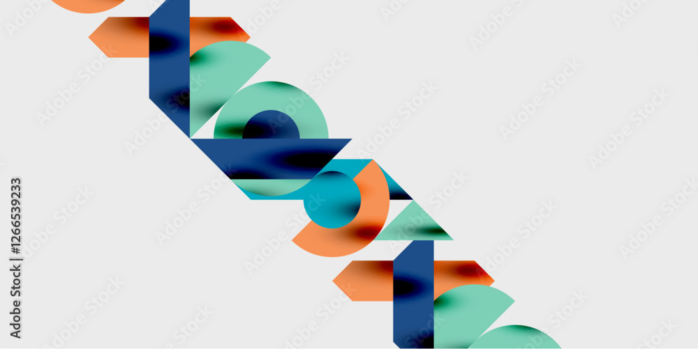 Aufkleber detailed composition of circles, semicircles, and triangles with glossy effects and smooth gradients