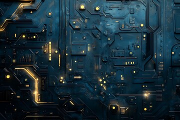 Fototapeta premium Electronic circuit board closeup. Technology background. 3d rendering