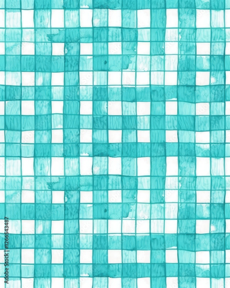 Poster A vibrant teal grid pattern with alternating squares, creating a visually engaging woven effect.