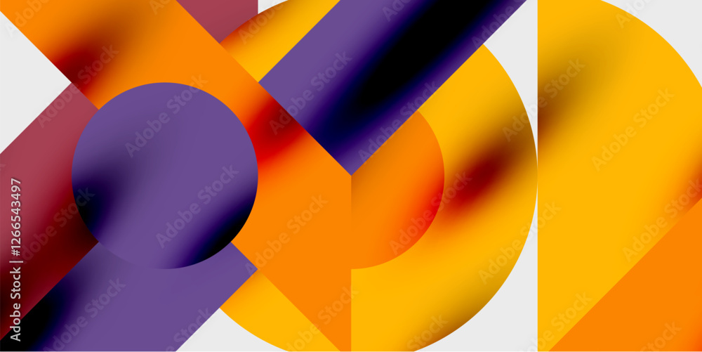 Poster Modern abstract background featuring circles, lines, and triangles in a dynamic geometric composition. Perfect for stylish, tech, or creative-themed designs