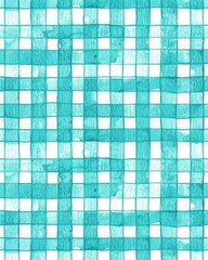 Fototapeta premium A vibrant teal grid pattern with alternating squares, creating a visually engaging woven effect.