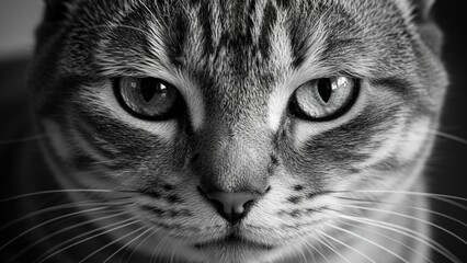 Powerful Cat Stare in Artistic Monochrome
