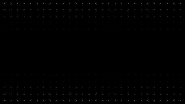 halftone white dots circle round on black background animation opening horizontal slide up down form center gradually, comic theme scene