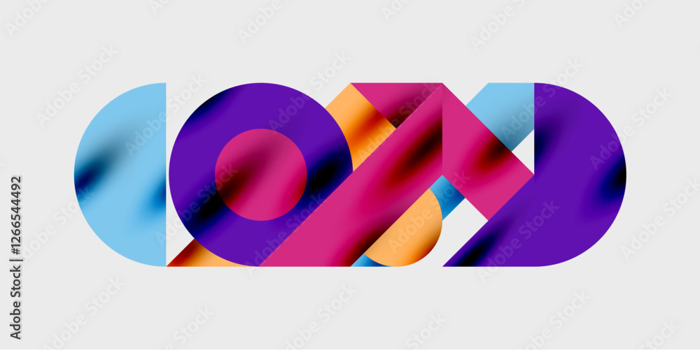 Aufkleber Modern abstract background featuring circles, lines, and triangles in a dynamic geometric composition. Perfect for stylish, tech, or creative-themed designs