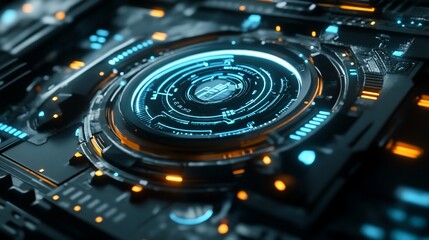 Futuristic Technology Interface: Close-up of a Sci-Fi Control Panel