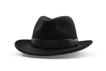 Black plain hat isolated on white background. 3D render, HD Realistic