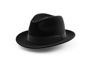 Black plain hat isolated on white background. 3D render, HD Realistic