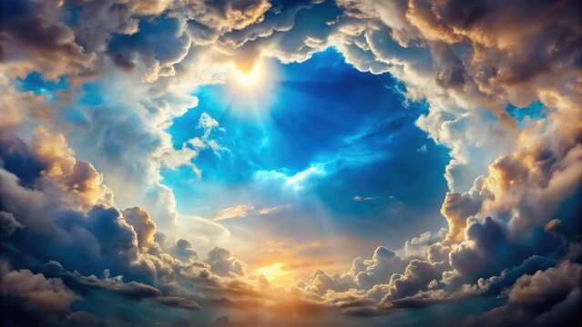 Dramatic Sky with Hole in Clouds, dramatic cloud, blue heavens