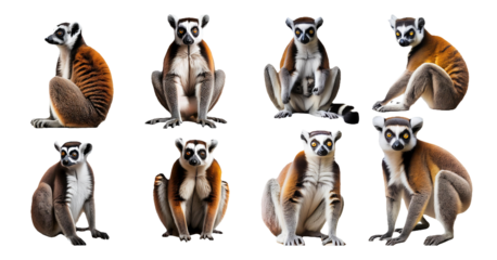 Close up lemur photography isolated on transparent background