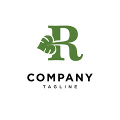 Letter R Monstera Leaf Spade Logo Icon Vector