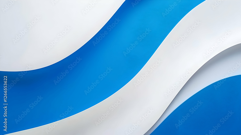 Poster abstract wavy background with blue and white layers for design projects