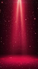 Red background, stage light effect, vertical gradient in the middle of red and pink. The bottom is a dark burgundy floor with stars shining on it.