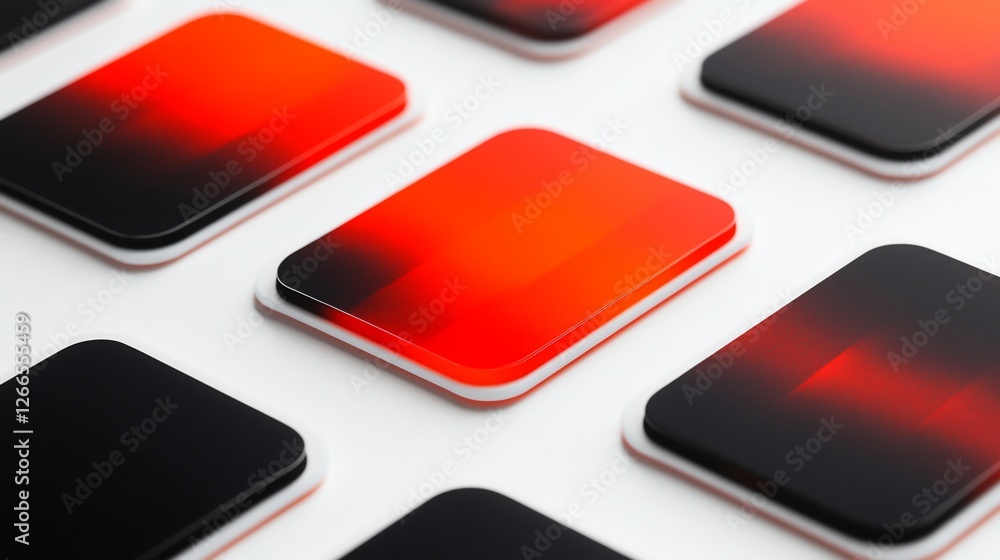 Poster abstract red and black square tiles pattern