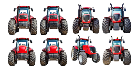 Red Tractors on Transparent Background