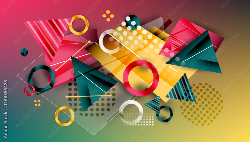 Poster creative triangles and circles composition