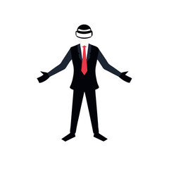 Obraz premium A Man Wearing a Suit and a Virtual Reality Headset