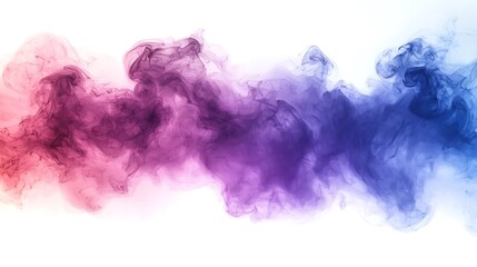 Obraz premium Colorful smoke swirls against white backdrop, studio shot, abstract art design