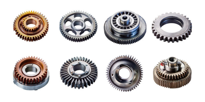 Variety of Gears and Cogs for Industrial Use, PNG collection, set bundle, isolate on transparent or white background
