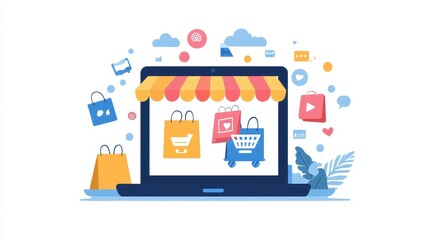 E-commerce marketing flat design front view social media theme water color Split-complementary color scheme. 