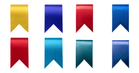 Colorful Satin Ribbons in Square Arrangement for Decorative Use, isolated on transparent background