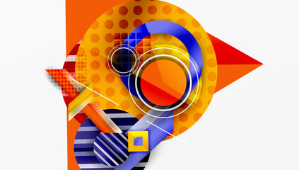 Complex geometric background with circles and triangles