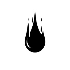 Dripping Liquid Icon: Abstract illustration of a single black drop dripping, symbolizing fluidity, energy, or even danger, suitable for various design projects.