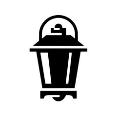 Classic Lantern Icon: A sleek, minimalist silhouette of a classic lantern, ideal for adding a touch of rustic charm to any design project. This simple, yet elegant icon is perfect for websites.