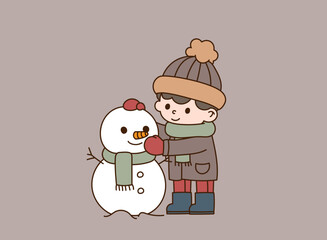 A child who makes a snowman in winter.