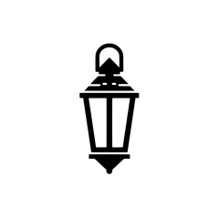 Classic Lantern Icon: Elegant black and white illustration of a classic hanging lantern, perfect for adding a touch of vintage charm to any design project.  
