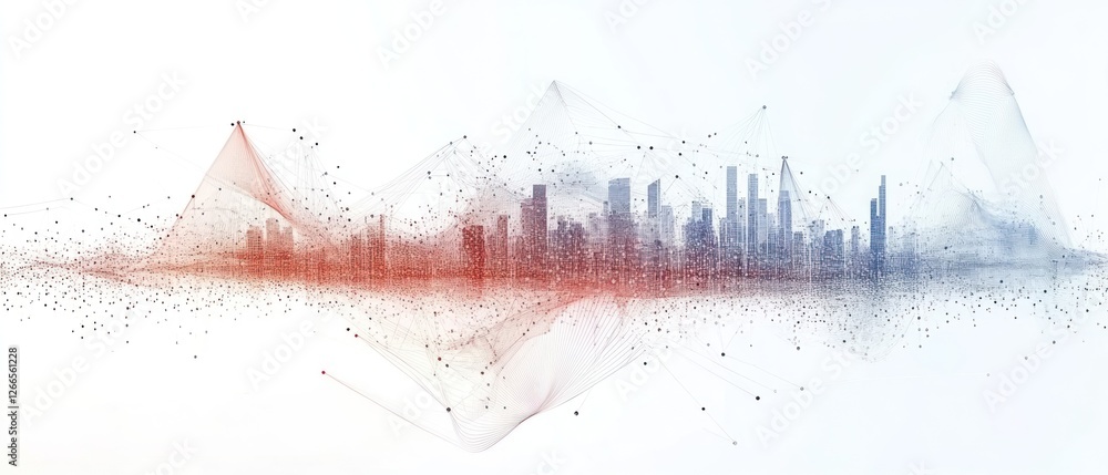 Poster abstract city skyline with data visualization elements