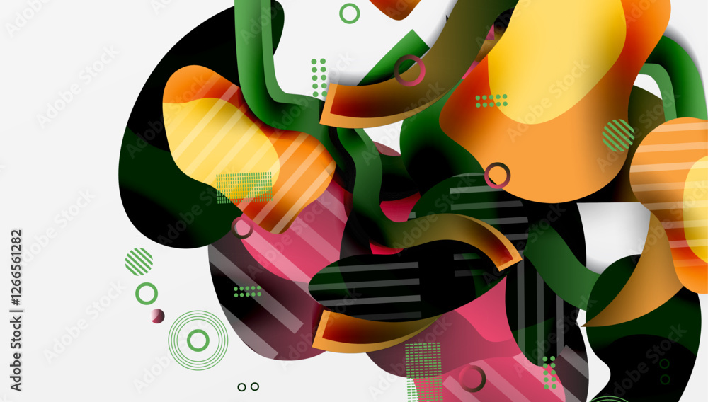 Poster vibrant abstract background overlapping shapes