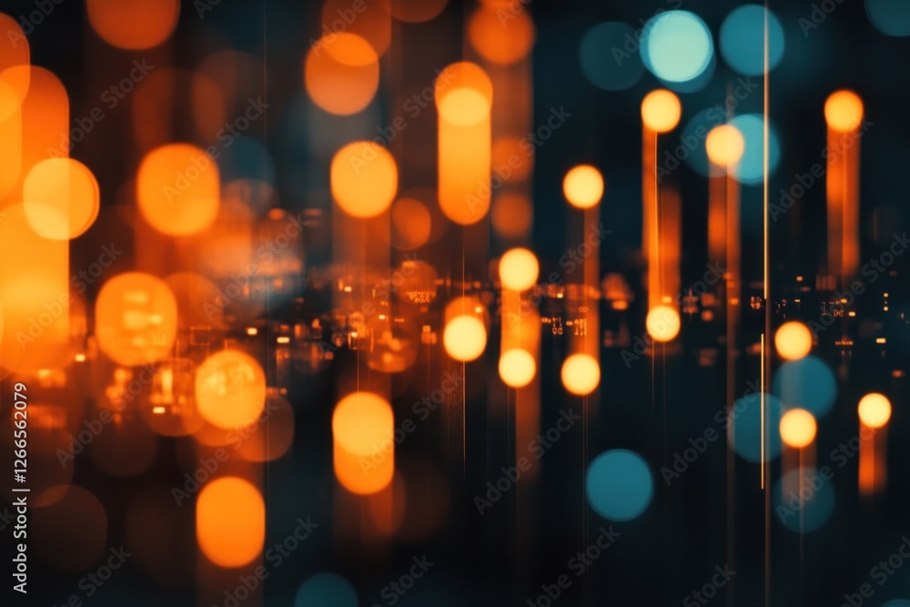 Aufkleber abstract visual representation of vibrant orange and blue bokeh lights creating a dynamic atmosphere