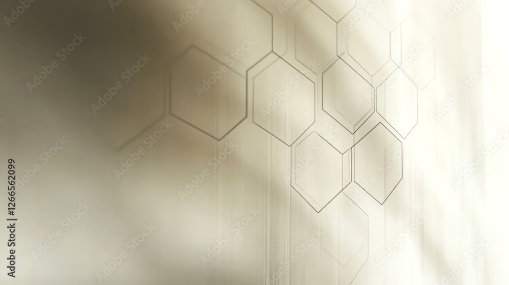 Aufkleber abstract hexagon network background with lines and muted earthy tones