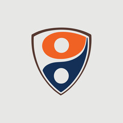 A close up of a logo with a yin and two circles