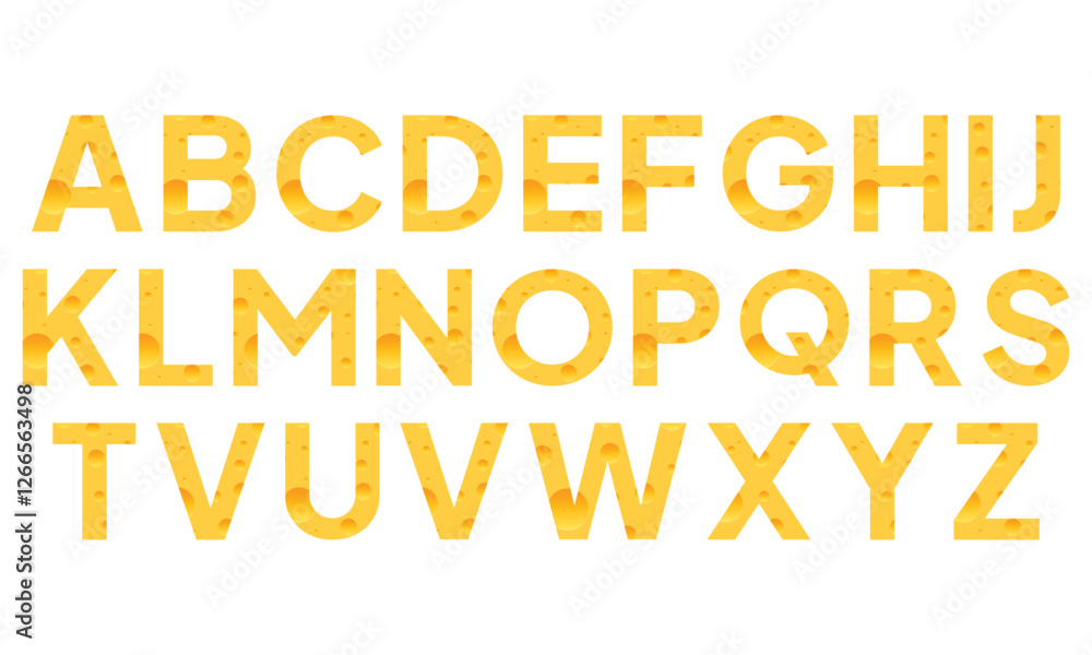 Fototapete set cheese letters collection. font from cheese. symbols isolated on white. vector design elements.